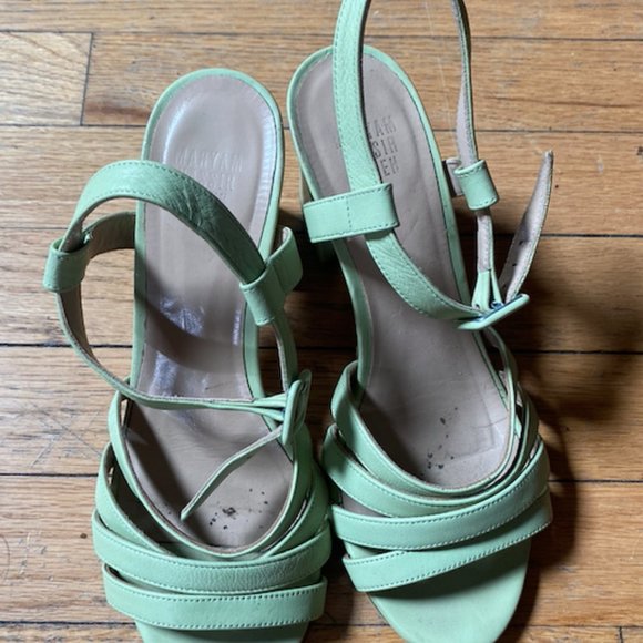 Maryam Nassir Zadeh Palma Leather High Sandals in Mint Green - Picture 2 of 4